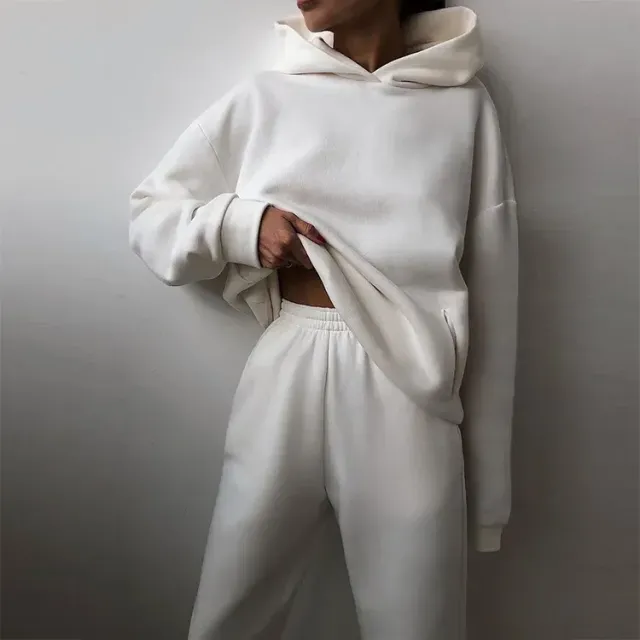 Sweat à capuche pour femme et pantalon de jogging à taille élastique