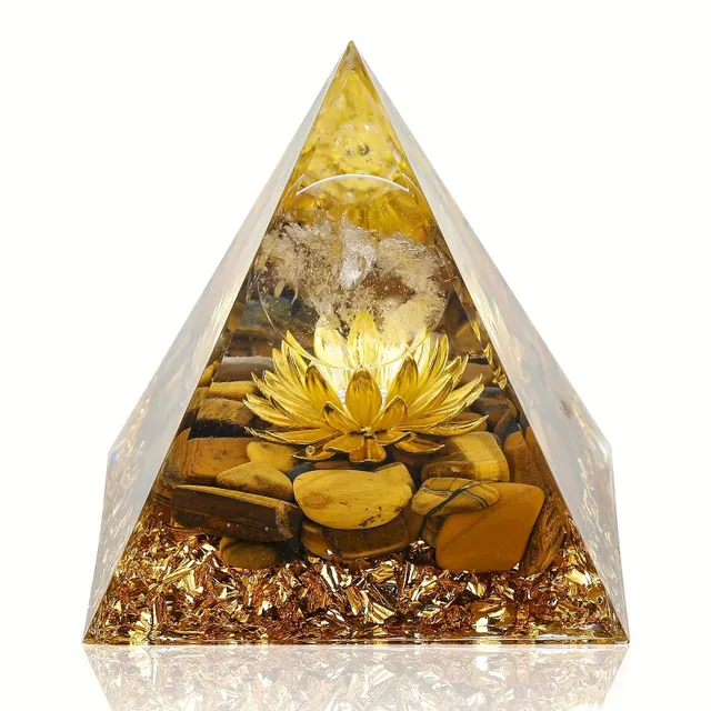 Orgonit Pyramida Flower Life with White Crystal - Decoration and Harmony