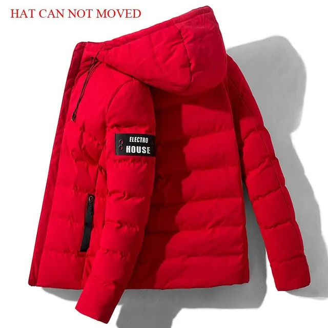 Pánska zimná prešívania bunda s kapucňou Peter old style red XS