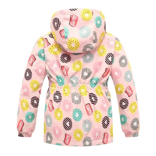 Girls spring floral fleece waterproof jacket