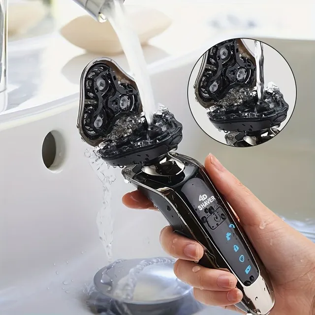 Pohodlné a šetrné holení bez kabelu: Voděodolný holicí strojek s čisticím kartáčkem