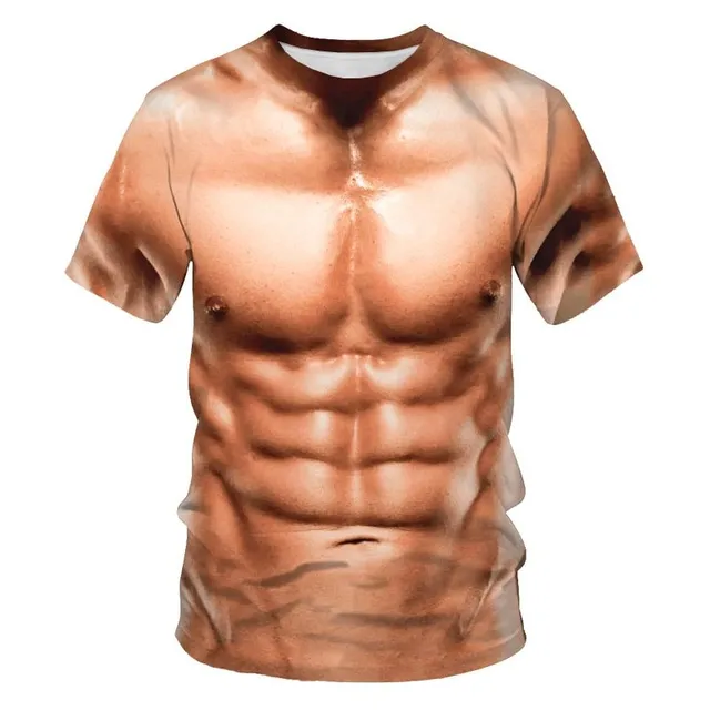 Męska oryginalna koszulka z motywem mięśni i krótkimi rękawami - więcej wariantów