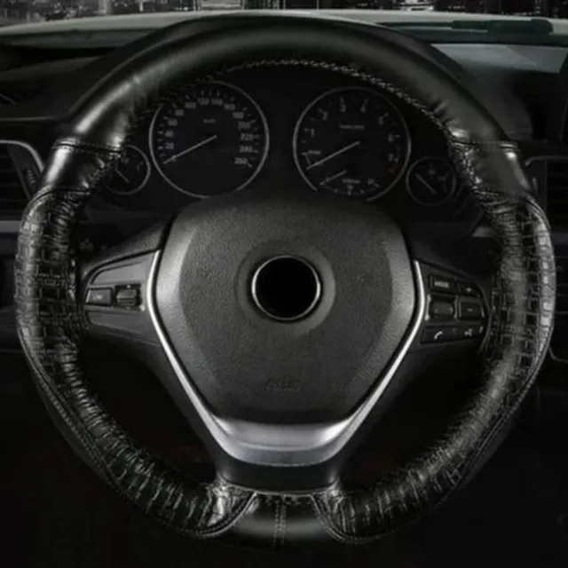 Leather steering wheel cover