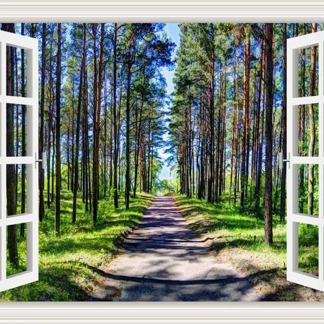 Wandkunst 3D Sticker | Fenster, Landschaft