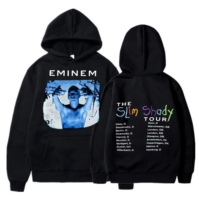 Trends sweatshirt with kangaroo and hood with print of known rapper EMINEM