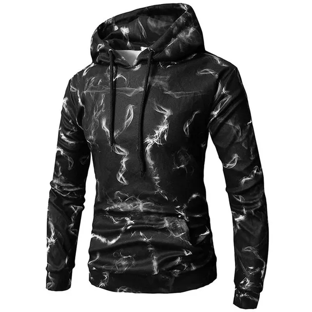 Men's autumn patterned hoodie with hood