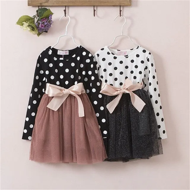 Girls spring dress with long sleeves and chiffon skirt