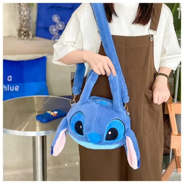 Stylische Plüsch-Umhängetasche in Form des Kopfes der beliebten Disney-Figur Stitch