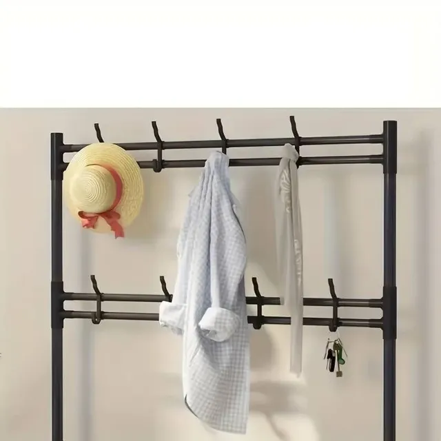 Botnik 4/5 shelves, shoe rack with hooks, free standing dress hanger with 8 hooks, scarves and purses - ideal for corridors, bedrooms and offices