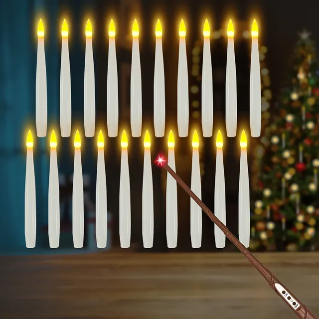 20x Magických visících svíček - Teple blikající bezplamenné LED svíčky s dálkovým ovládáním a napájením na baterie - Sada okenních svíček pro párty dekorace