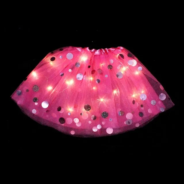 Children's luminous skirt decorated with bow tie pompon-rose-skirt