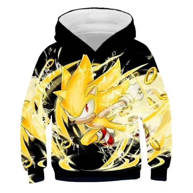 Children's unisex sweatshirt with hood and motifs 3D printing hedgehog Sonic