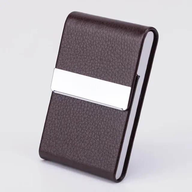 Thin Case for Business Cards - PU Leather and Metal - Magnetic Closing - Holder for Business Cards