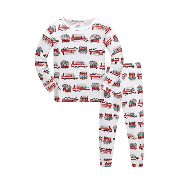 Two-piece pajamas for children with long sleeve and long pants with cheerful pictures