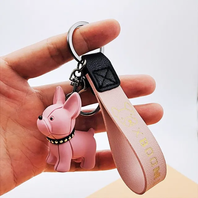 Cute keyring with French bulldog