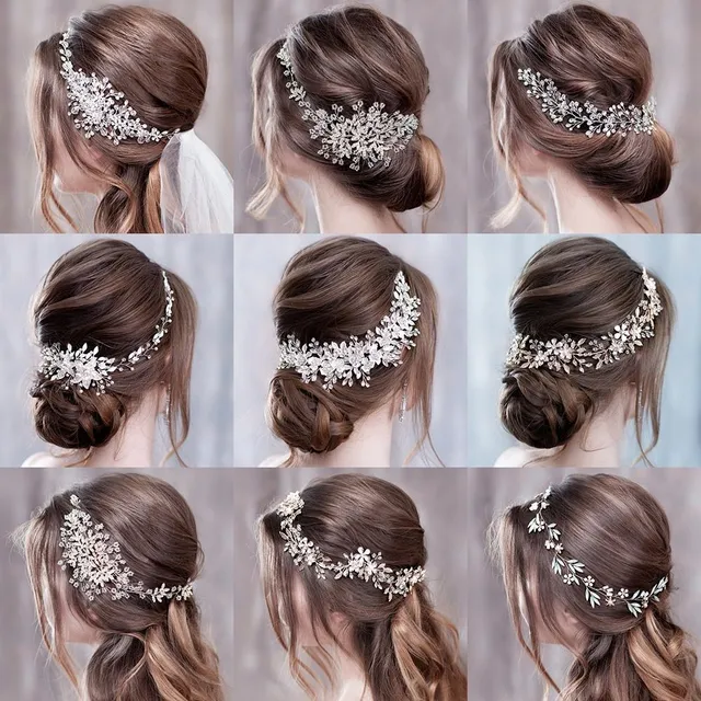 Luxury hair tiaras decorated with artificial crystal stones and flower pattern