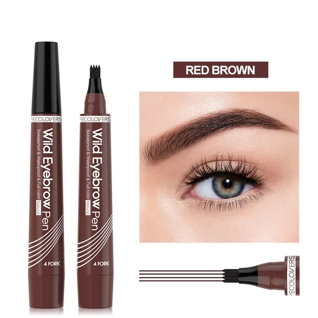 Practical waterproof eyebrow pencil with four spikes for realistic eyebrow appearance