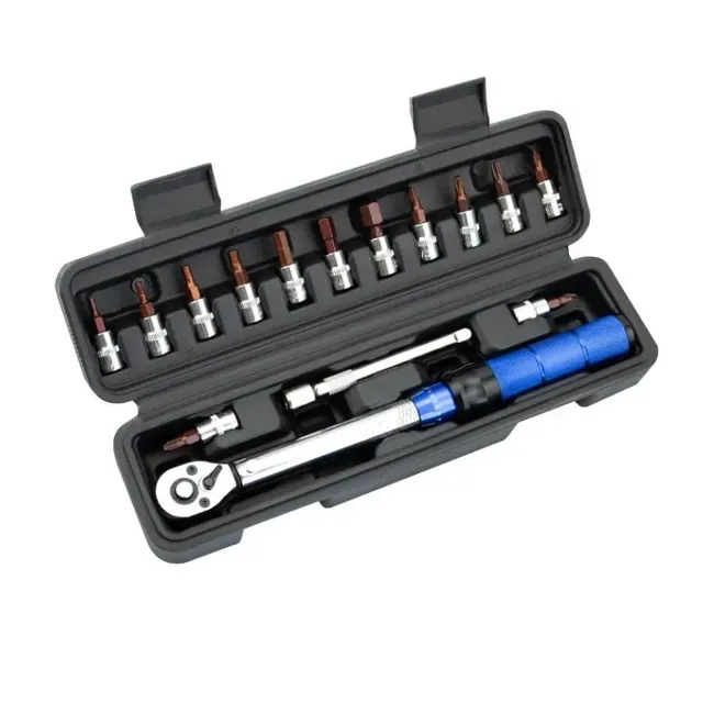 Set of torque wrench 15 pieces, 1/4" 2-24 Nm, for repairing bicycles and motorcycles