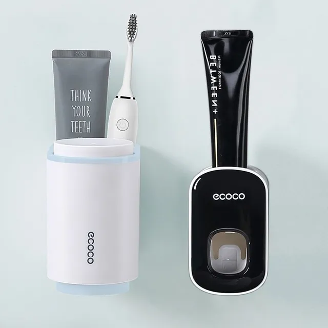 Toothpaste dispenser with toothbrush holder and paste