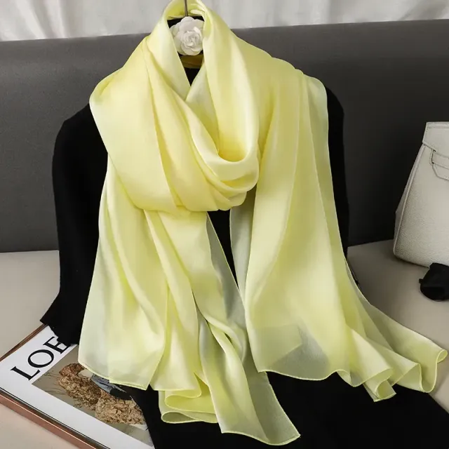 Fashionable satin scarf with a size of 90x180 cm for women