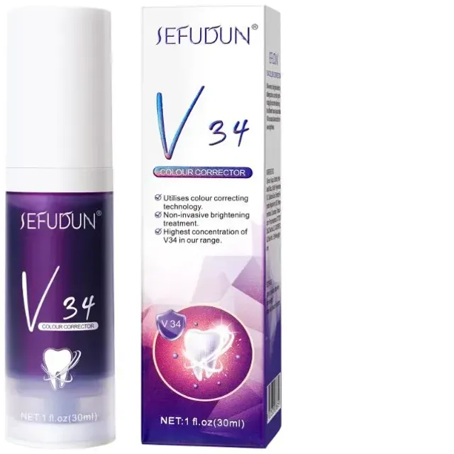 V34 Foam toothpaste for teeth whitening, removal of yellow teeth and spots on teeth, oral hygiene