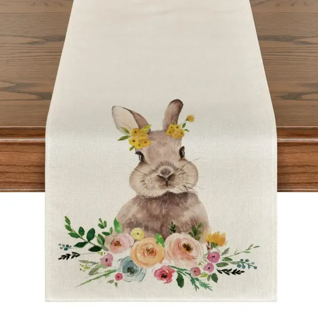 Easter tablecloth tread with rabbit and carrot motif