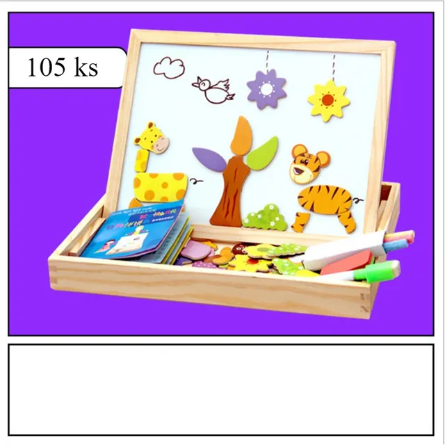 Magnetic board with wooden figures - 3D jigsaw puzzle