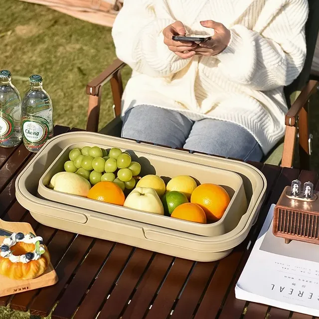 Folding picnic basket with durable lid