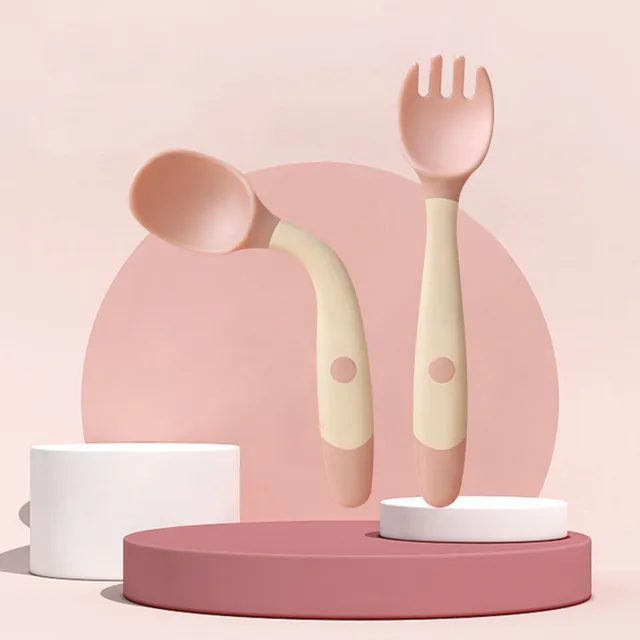 Silicone baby spoon with fork