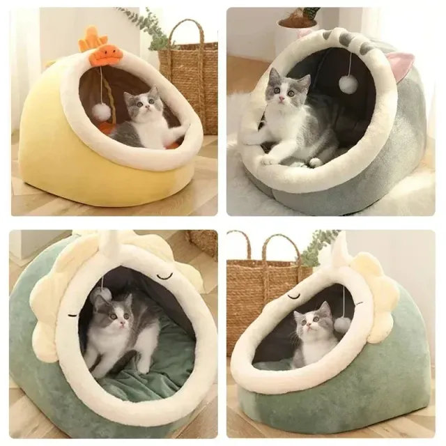 Cama redonda para gatos y perros pequeños con diseño acogedor y suave almohada