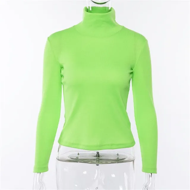 Women's neon fashion turtleneck with long sleeves