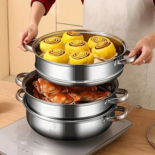 Stainless steel steam pot with 3 floors (2 layers) for restaurants: Extreme cooking experience