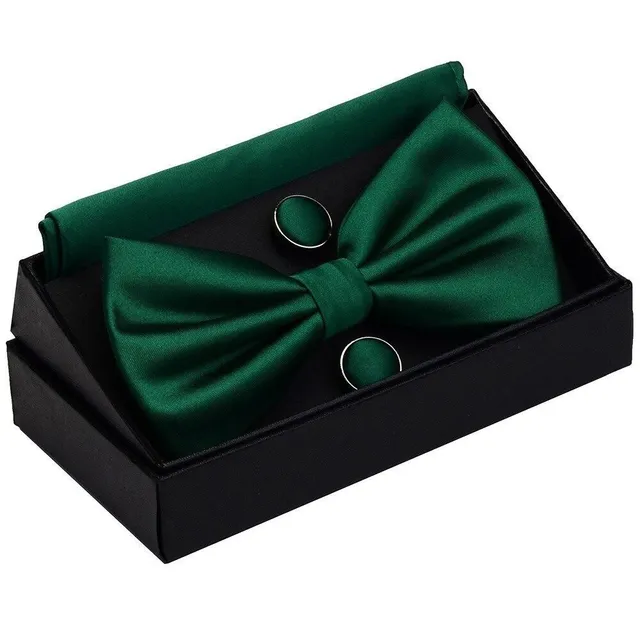 Men's bow tie, handkerchief and cuff links Augustine