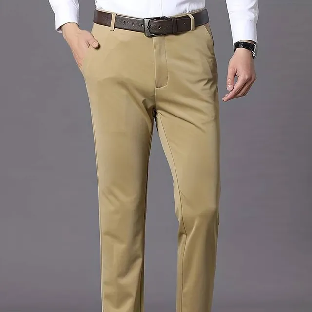 Men's classic formal trousers with a slight stretch in a monochrome design, ideal for spring/summer