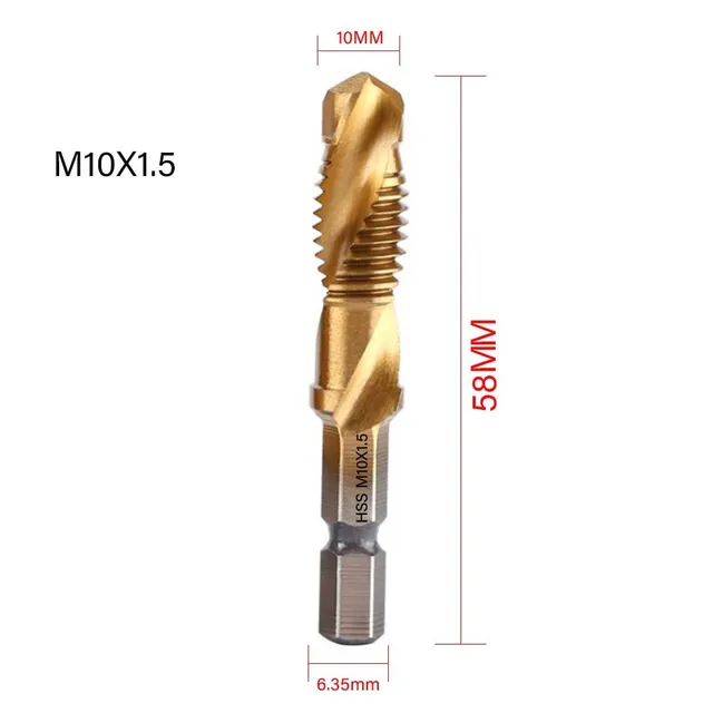 Burghiu cu impact cu șaibe hexagonale din titan HSS filet Metrice burghie cu impact Set șuruburi M3 M4 M5 M6 M8 M10 Unelte manuale