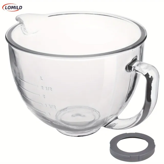 Bol de amestecare din sticlă, 5 QT pentru mixerele de bucătărie KitchenAid de 4,5 și 5 qt cu cap rabatabil