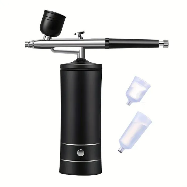 Professional set of spray gun with compressor and oxygenator for makeup, tattoo, nails, body art and sunbathing - Beauty of airbrush