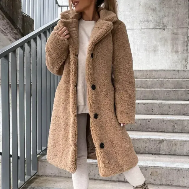 Trench en peluche pour femme - Automne-Hiver à manches longues