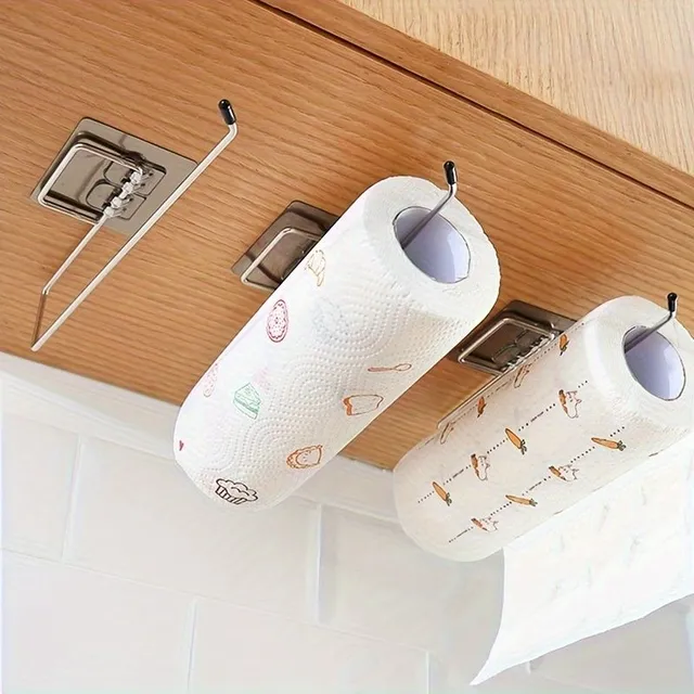 Wall holder for paper towels made of stainless steel, without drilling, for living room, bathroom and kitchen