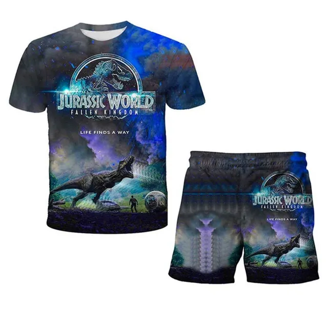 Set sportiv de vară pentru copii cu imprimeu Jurassic World - tricou + pantaloni scurți