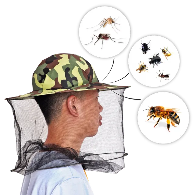Maskovací včelí klobúk s nylonovou sieťovinou