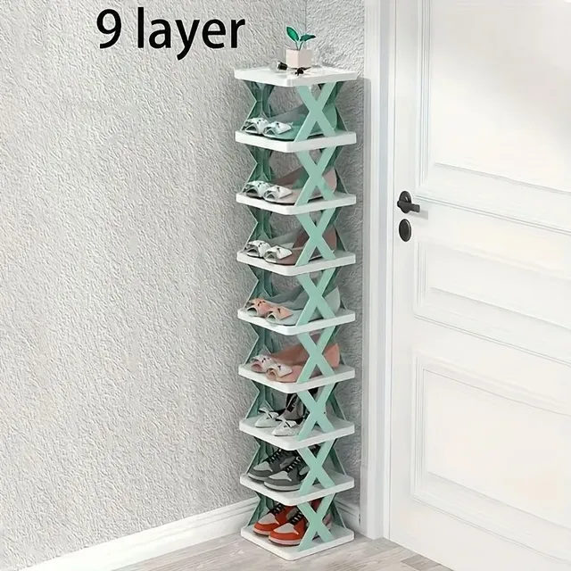 Folding plastic shoe with multiple floors, stackable and removable