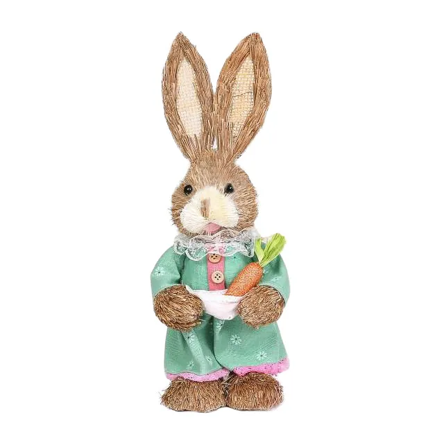 Decorative straw garden bunny