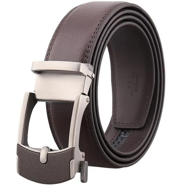 Men's adjustable buckle mechanism Leather belt