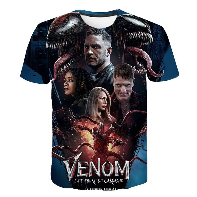 Children's modern short sleeve t-shirt with 3D print of Venom Margot