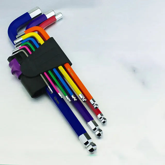 Set of color coded hexagon keys imbus