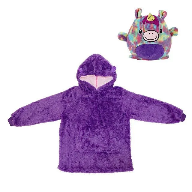 Kids Hoodie Fluffy Pocket Oversized Hoodie Pajamas