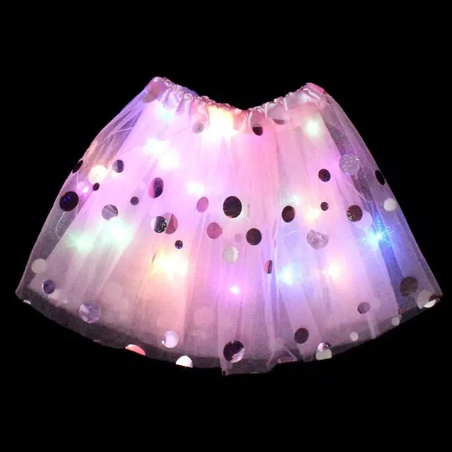 Children's luminous skirt decorated with bow tie pompon-pink-skirt