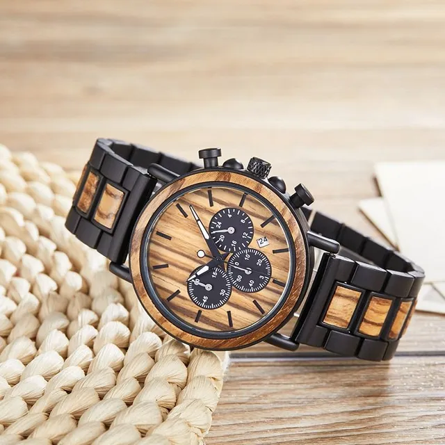 Modny męski drewniany zegarek Luca