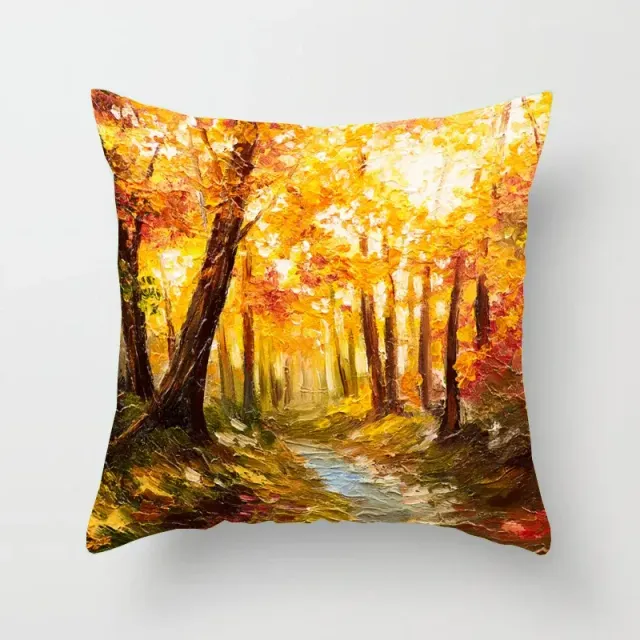 Pillow coating with motive of red maple leaf for decoration of office and home car